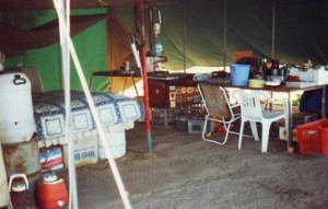 The Bradleys lived in this tent while they built the infrastructure of their home and business.
