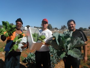 Wilcannia staff: [L:R] George Bugmy, Kev Jenkins and Robert Clayton. Image courtesy of Steve Ross.